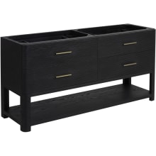 Lucian 72" Double Basin Ash Wood Vanity Cabinet Only with USB Port and Electrical Outlet