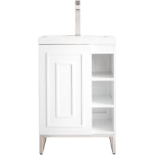 Alicante 24" Free Standing Single Basin Poplar Vanity Set with 2" Glossy White Stone Composite Vanity Top and Rectangular Sink