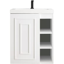 Alicante 24" Wall Mounted Single Basin Poplar Vanity Set with 2" Glossy White Stone Composite Vanity Top and Rectangular Sink