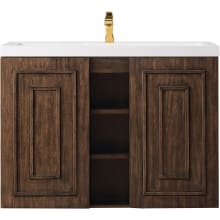 Alicante 40" Wall Mounted Single Basin Poplar Wood Vanity Set with Stone Composite Top