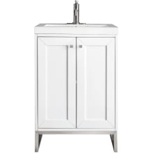 Chianti 24" Free Standing Single Basin Poplar Vanity Set with 2" Glossy White Resin Vanity Top and Rectangular Sink