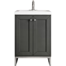 Chianti 24" Free Standing Single Basin Poplar Vanity Set with 2" Glossy White Resin Vanity Top and Rectangular Sink