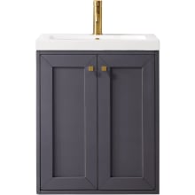 Chianti 24" Wall Mounted Single Basin Poplar Vanity Set with 2" Glossy White Resin Vanity Top and Rectangular Sink