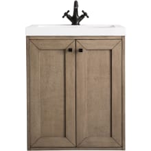 Chianti 24" Wall Mounted Single Basin Poplar Vanity Set with 2" Glossy White Resin Vanity Top and Rectangular Sink