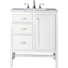 Addison 30" Free Standing Single Basin Hardwood Vanity Set with 1-3/16" Arctic Fall Solid Surface Top, and Electrical Outlet
