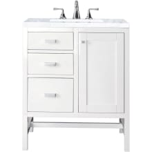 Addison 30" Free Standing Single Basin Hardwood Vanity Set with 1-3/16" Carrara White Marble Top, and Electrical Outlet