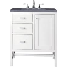 Addison 30" Free Standing Single Basin Hardwood Vanity Set with 1-3/16" Charcoal Soapstone Quartz Top, and Electrical Outlet
