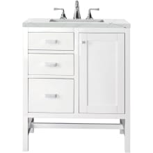 Addison 30" Free Standing Single Basin Poplar Vanity Set with 3 cm Ethereal Noctis Quartz Vanity Top, Rectangular Sink, USB Port and Electrical Outlet