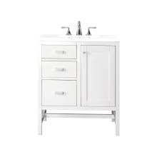 Addison 30" Free Standing Single Basin Vanity Set with Wood Cabinet and 3cm Quartz Vanity Top