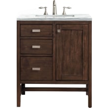 Addison 30" Free Standing Single Basin Hardwood Vanity Set with 1-3/16" Arctic Fall Solid Surface Top, and Electrical Outlet