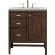 Addison 30" Free Standing Single Basin Hardwood Vanity Set with 1-3/16" Eternal Jasmine Pearl Quartz Top, and Electrical Outlet