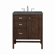 Addison 30" Single Basin Wood Vanity Set with 3cm Parisien Bleu Silestone Quartz Vanity Top, Rectangular Sink, USB Port and Electrical Outlet