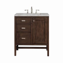 Addison 30" Single Basin Wood Vanity Set with 3cm Victorian Silver Silestone Quartz Vanity Top, Rectangular Sink, USB Port and Electrical Outlet