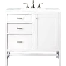 Addison 36" Free Standing Single Basin Hardwood Vanity Set with 1-3/16" Arctic Fall Solid Surface Top, and Electrical Outlet