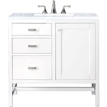 Addison 36" Free Standing Single Basin Hardwood Vanity Set with 1-3/16" Carrara White Marble Top, and Electrical Outlet