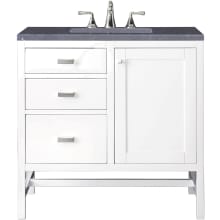 Addison 36" Free Standing Single Basin Hardwood Vanity Set with 1-3/16" Charcoal Soapstone Quartz Top, and Electrical Outlet