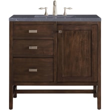 Addison 36" Free Standing Single Basin Hardwood Vanity Set with 1-3/16" Charcoal Soapstone Quartz Top, and Electrical Outlet
