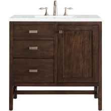 Addison 36" Free Standing Single Basin Hardwood Vanity Set with 1-3/16" Eternal Jasmine Pearl Quartz Top, and Electrical Outlet