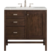 Addison 36" Free Standing Single Basin Hardwood Vanity Set with 1-3/16" Eternal Serena Quartz Top, and Electrical Outlet