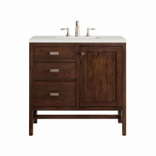 Addison 36" Single Basin Wood Vanity Set with 3cm Lime Delight Silestone Quartz Vanity Top, Rectangular Sink, USB Port and Electrical Outlet