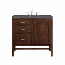 Addison 36" Single Basin Wood Vanity Set with 3cm Parisien Bleu Silestone Quartz Vanity Top, Rectangular Sink, USB Port and Electrical Outlet