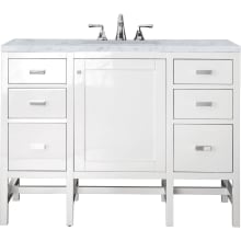 Addison 48" Free Standing Single Basin Hardwood Vanity Set with 1-3/16" Carrara White Marble Top, and Electrical Outlet