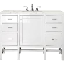 Addison 48" Free Standing Single Basin Hardwood Vanity Set with 1-3/16" Eternal Jasmine Pearl Quartz Top, and Electrical Outlet
