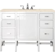 Addison 48" Free Standing Single Basin Hardwood Vanity Set with 1-3/16" Eternal Marfil Quartz Top, and Electrical Outlet