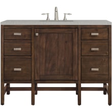 Addison 48" Free Standing Single Basin Hardwood Vanity Set with 1-3/16" Eternal Serena Quartz Top, and Electrical Outlet