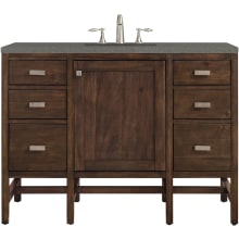 Addison 48" Free Standing Single Basin Hardwood Vanity Set with 1-3/16" Grey Expo Quartz Top, and Electrical Outlet