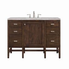 Addison 48" Single Basin Wood Vanity Set with 3cm Victorian Silver Silestone Quartz Vanity Top, Rectangular Sink, USB Port and Electrical Outlet