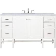 Addison 60" Free Standing Single Basin Hardwood Vanity Set with 1-3/16" Carrara White Marble Top, and Electrical Outlet