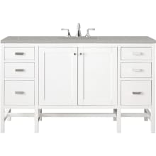 Addison 60" Free Standing Single Basin Hardwood Vanity Set with 1-3/16" Eternal Serena Quartz Top, and Electrical Outlet