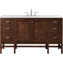 Addison 60" Free Standing Single Basin Hardwood Vanity Set with 1-3/16" Arctic Fall Solid Surface Top, and Electrical Outlet
