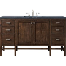 Addison 60" Free Standing Single Basin Hardwood Vanity Set with 1-3/16" Charcoal Soapstone Quartz Top, and Electrical Outlet