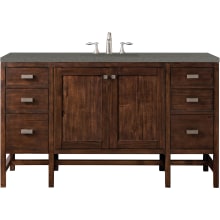 Addison 60" Free Standing Single Basin Hardwood Vanity Set with 1-3/16" Grey Expo Quartz Top, and Electrical Outlet
