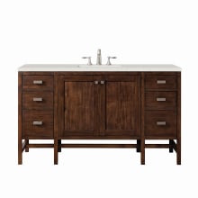 Addison 60" Single Basin Wood Vanity Set with 3cm Lime Delight Silestone Quartz Vanity Top, Rectangular Sink, USB Port and Electrical Outlet