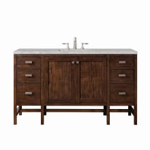 Addison 60" Single Basin Wood Vanity Set with 3cm Victorian Silver Silestone Quartz Vanity Top, Rectangular Sink, USB Port and Electrical Outlet