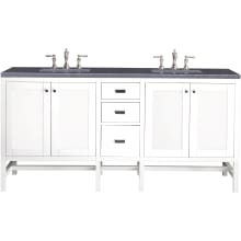 Addison 72" Free Standing Double Basin Hardwood Vanity Set with 1-3/16" Charcoal Soapstone Quartz Top, and Electrical Outlet