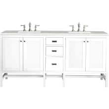 Addison 72" Free Standing Double Basin Hardwood Vanity Set with 1-3/16" Eternal Serena Quartz Top, and Electrical Outlet