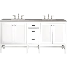 Addison 72" Free Standing Double Basin Hardwood Vanity Set with 1-3/16" Grey Expo Quartz Top, and Electrical Outlet
