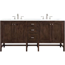 Addison 72" Free Standing Double Basin Hardwood Vanity Set with 1-3/16" Arctic Fall Solid Surface Top, and Electrical Outlet