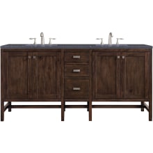 Addison 72" Free Standing Double Basin Hardwood Vanity Set with 1-3/16" Charcoal Soapstone Quartz Top, and Electrical Outlet