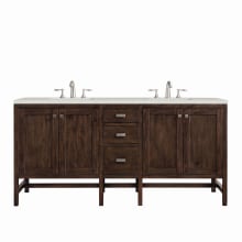 Addison 72" Double Basin Wood Vanity Set with 3cm Lime Delight Silestone Quartz Vanity Top, Rectangular Sinks, USB Port and Electrical Outlet