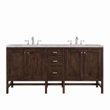 Addison 72" Double Basin Wood Vanity Set with 3cm Victorian Silver Silestone Quartz Vanity Top, Rectangular Sinks, USB Port and Electrical Outlet