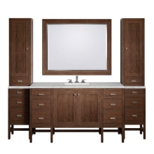 Addison 90" Single Basin Poplar Wood Vanity Set with Quartz Top, USB/Electrical Outlets and Matching Mirror