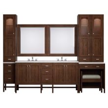 Addison 117" Double Basin Poplar Wood Vanity Set with Quartz Top, USB/Electrical Outlets and Matching Mirror
