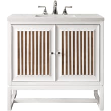 Athens 30" Free Standing Single Wood Vanity Set with Marble Top