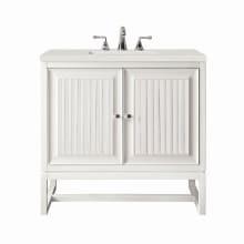Athens 30" Single Basin Poplar Wood Vanity Set with 3cm Lime Delight Silestone Quartz Vanity Top, Rectangular Sink, USB Port and Electrical Outlet