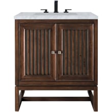 Athens 30" Free Standing Single Wood Vanity Set with Marble Top